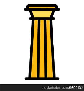 Greek column icon outline vector. History pillar. House hall color flat. Greek column icon vector flat
