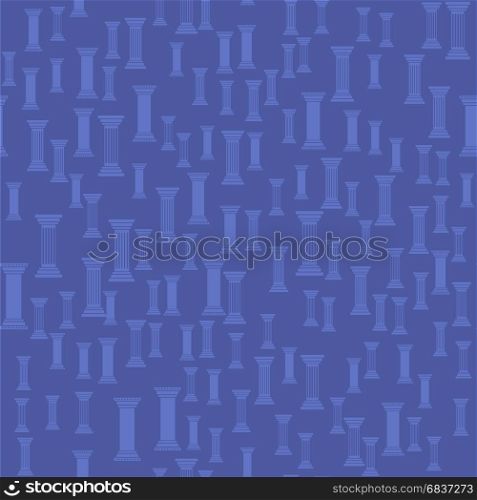 Greek Column Seamless Pattern on Blue Background. Greek Column Seamless Pattern
