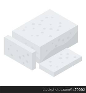Greek feta cheese icon. Isometric of greek feta cheese vector icon for web design isolated on white background. Greek feta cheese icon, isometric style