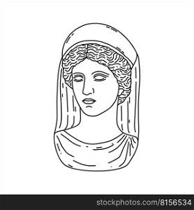 Greek goddess Demeter  in doodle style  on  white background. 