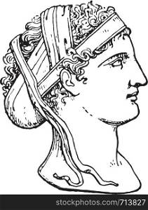 Greek hairstyle, vintage engraved illustration.