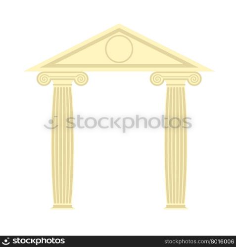Greek Portico. Greek temple. Two column and roof. Vector illustration of ancient architecture.&#xA;