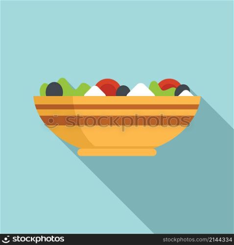 Greek salad icon flat vector. Food bowl. Lunch plate. Greek salad icon flat vector. Food bowl
