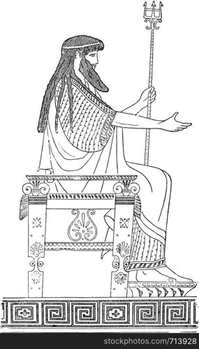 Greek throne, vintage engraved illustration. Private life of Ancient-Antique family-1881.