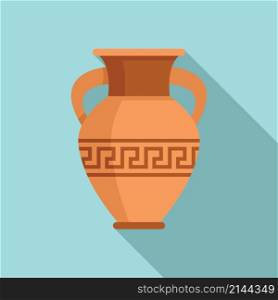 Greek vase icon flat vector. Ancient pottery. Antique pot. Greek vase icon flat vector. Ancient pottery