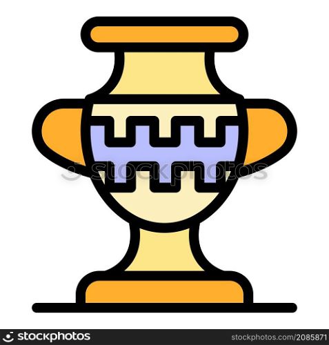 Greek vase icon. Outline greek vase vector icon color flat isolated. Greek vase icon color outline vector