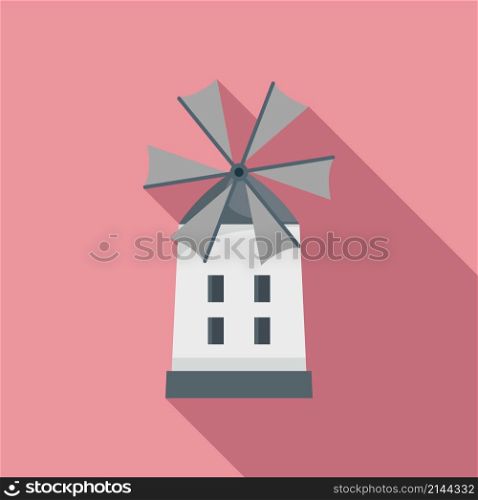 Greek windmill icon flat vector. Greece island. Mykonos santorini. Greek windmill icon flat vector. Greece island