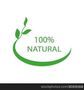 Green 100 percent natural. Green icon. Organic food. Vector illustration. EPS 10.. Green 100 percent natural. Green icon. Organic food. Vector illustration.