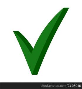 Green 3D checkmark, OK sign, vector checkmark sign of approval for elections