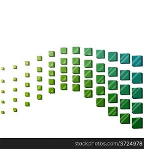 Green 3D cubes wave vector background.