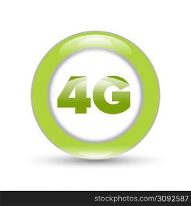 Green 4G sign mobile network icon with shadow. Four generation sign icon