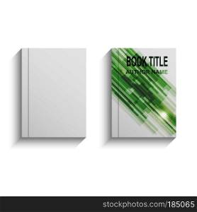 Green abstract book cover design template, stock vector