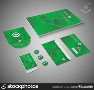 Green abstract business company stationery template for corporate identity and branding set isolated vector illustration
