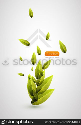 Green abstract summer leaves vector background