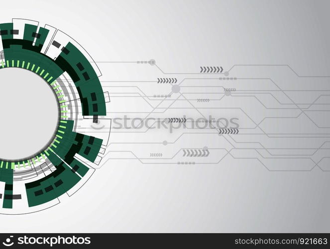 Green abstract technology background with various elements, stock vector