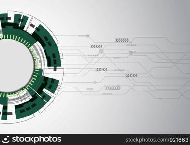 Green abstract technology background with various elements, stock vector