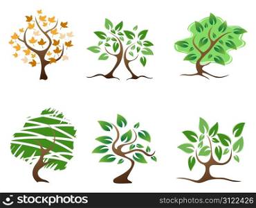 green abstract tree icon for design