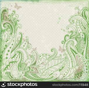 Green abstract vector floral background