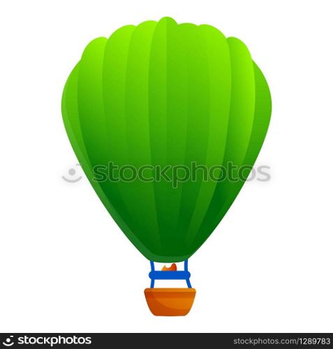 Green air balloon icon. Cartoon of green air balloon vector icon for web design isolated on white background. Green air balloon icon, cartoon style
