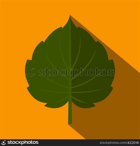 Green alder leaf icon. Flat illustration of green alder leaf vector icon for web isolated on yellow background. Green alder leaf icon, flat style