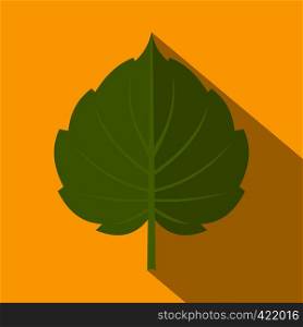 Green alder leaf icon. Flat illustration of green alder leaf vector icon for web isolated on yellow background. Green alder leaf icon, flat style