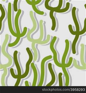 Green algae seamless pattern. Vector background of underwater plants.&#xA;