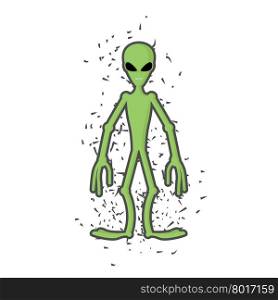 Green alien on a white background. Humanoid space alien. Vector illustration.&#xA;