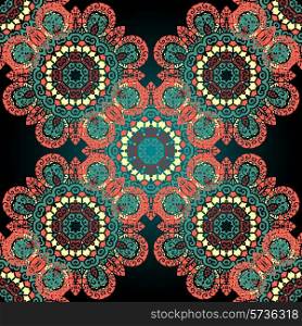 Green amd red ornate seamless psychedelic paisley background