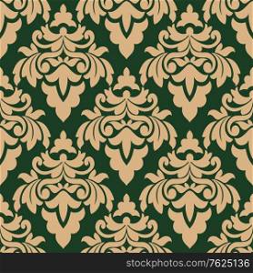 Green and beige seamless floral pattern for wallpaper, background and textile design