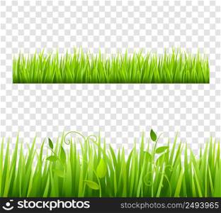 Green and bright grass border tileable transparent with plants flat isolated vector illustration . Grass Border Tileable Transparent