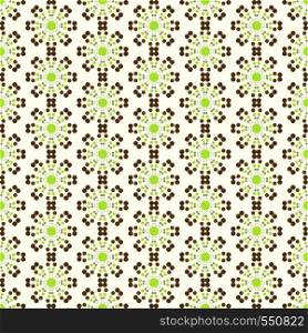 Green and brown abstract circle flower pattern on sweet background. Modern flower style for graphic or vintage design