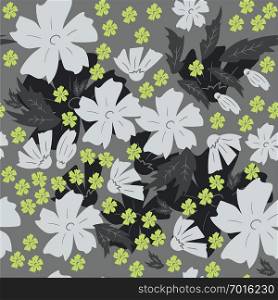 Green and Grey Flower Seamless Pattern. Design for Invitations, Cards and Textile.