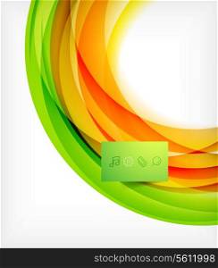 Green and orange wave abstract background with plate