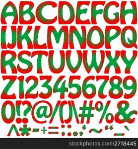 green and red alphabet, vector art illustration; more alphabet letters in my gallery