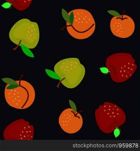 Green and red apples with apricot seamless pattern. Vector illustration.. Green and red apples with apricot seamless pattern.