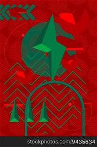 Green and red graphic background illustration design. Vector with color geometric shapes backdrop.