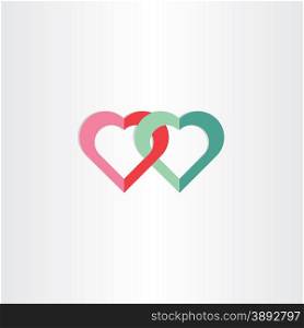 green and red heart symbol design