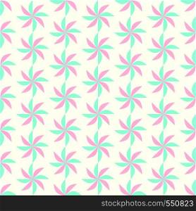 Green and Red propeller pattern on pastel color. Vane seamless pattern for modern or retro design