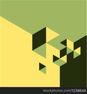 Green and yellow vector abstract isometry background made from cubes. Abstract isometry background