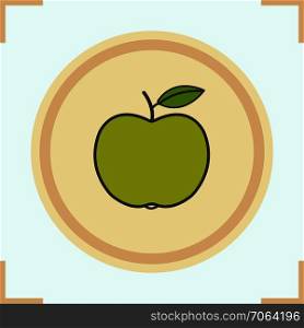 Green apple color icon. Isolated vector illustration. Green apple color icon