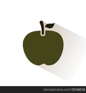 Green apple color icon with shadow. Flat vector illustration