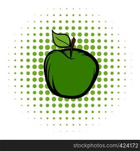 Green apple comics icon. Ecology and bio food concept on a white background. Green apple comics icon