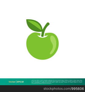 Green Apple Fruit Icon Vector Logo Template Illustration Design. Vector EPS 10.