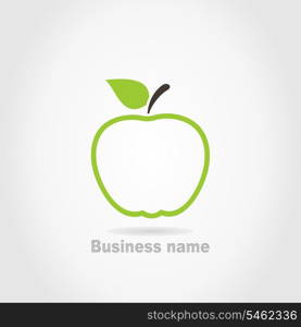 Green apple on a grey background. A vector illustration