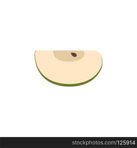 Green apple slice icon in flat design.