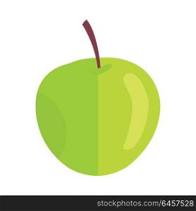 Green apple vector in flat style design. Fruit illustration for conceptual banners, icons, mobile app pictogram, infographic, and logotype element. Isolated on white background.. Apple Vector Illustration In Flat Style Design.
