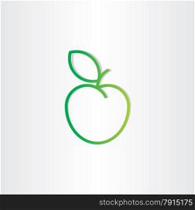 green apple with leaf icon design element