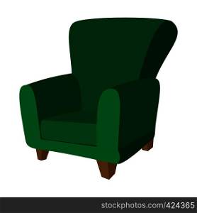 Green armchair cartoon icon on a white background. Green armchair cartoon icon