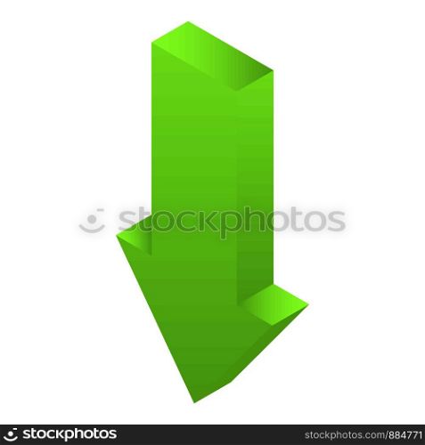 Green arrow map icon. Isometric of green arrow map vector icon for web design isolated on white background. Green arrow map icon, isometric style