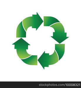 green arrow recycle logo vector icon template